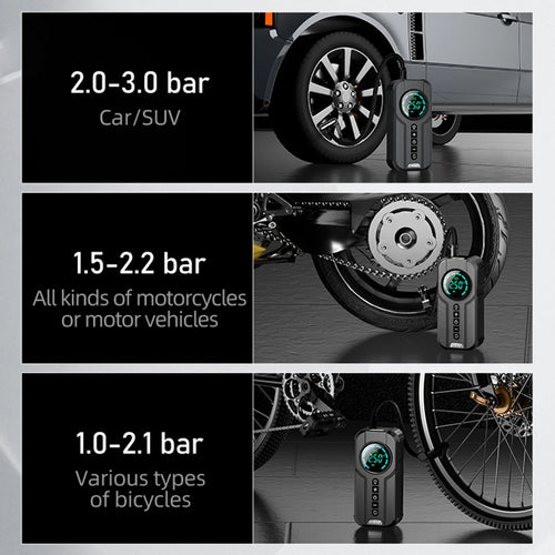 Car Bike Tires Air Pump 150 PSI Electric Tire Inflator LCD Display Electric Air Pump Inflator Digital Cordless Car Tyre Inflator